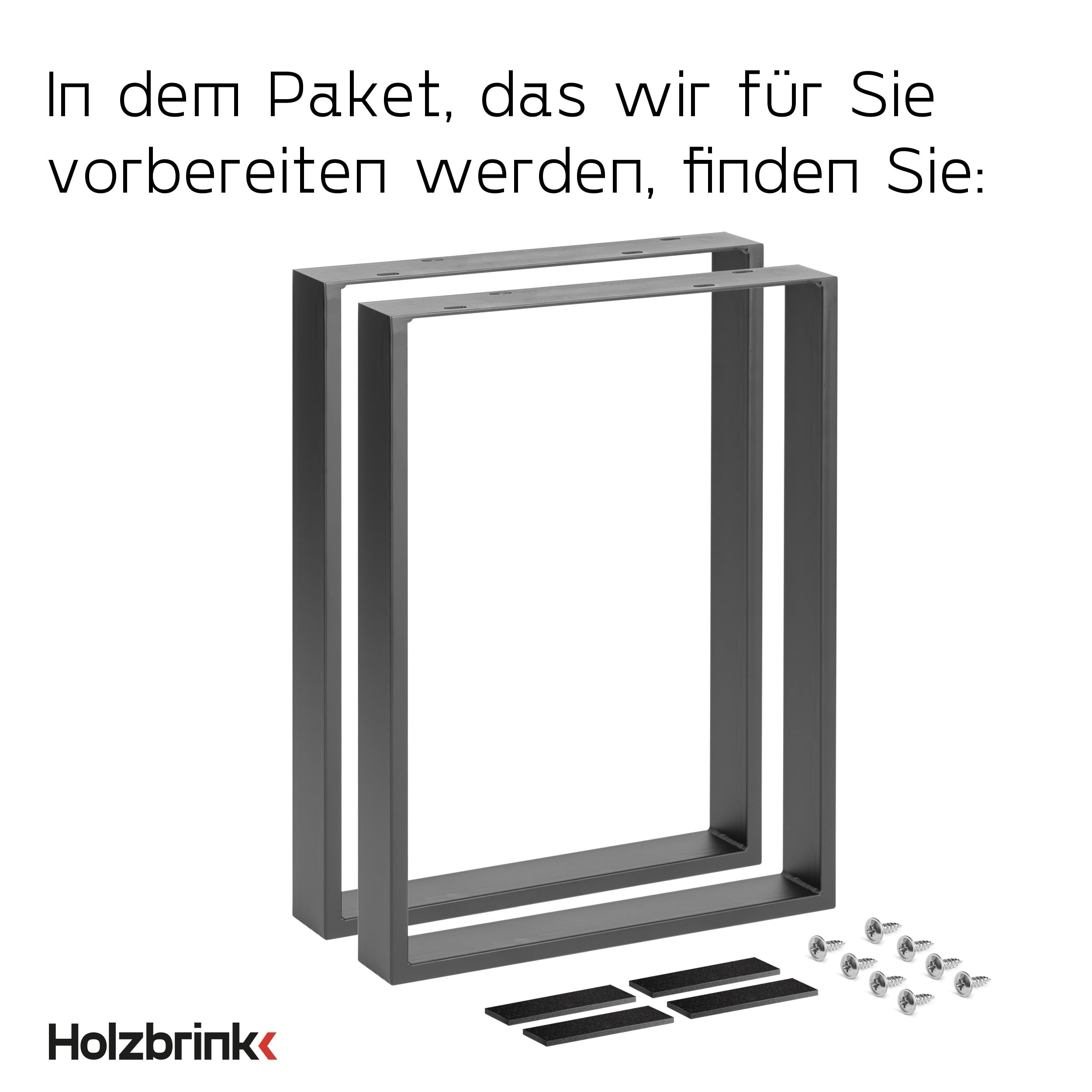 HOLZBRINK Tischbeine Metall Schwarz | Tischkufen/Tischgestell für Couchtisch, Esstisch, Schreibtisch, Sitzbank | 2 Stück Möbelfüße 50 x 72 cm