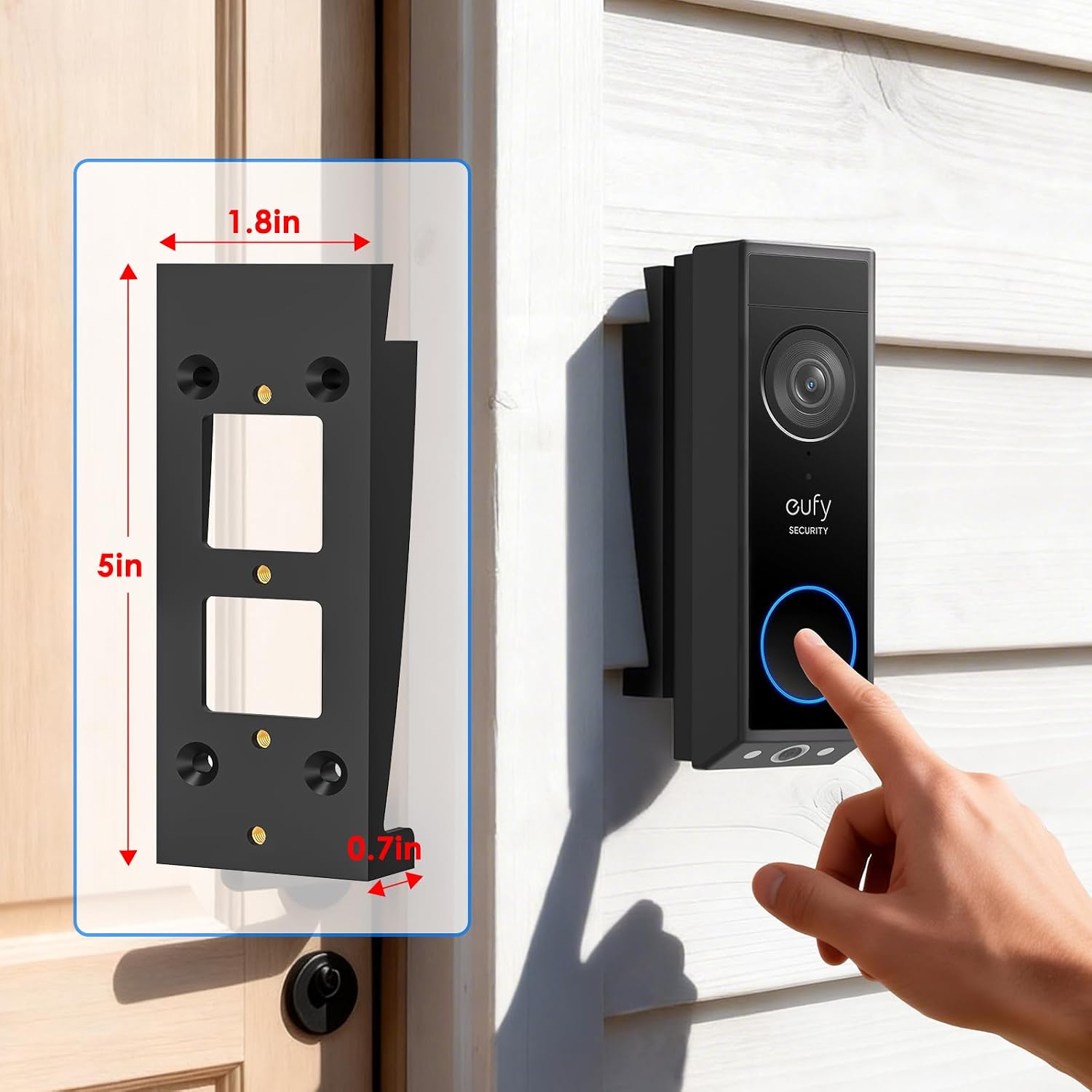 Doorbell Vinyl Siding Mount/Angle Adjustment Mount for Eufy Doorbell E340/C30/C31, Doorbell Corner Mounting Bracket Wedge Kit for Eufy Video Doorbell Camera, for 4 Inch Standard Vinyl Siding image 5
