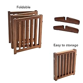 LZRS Freestanding Extra Wide Dog Gate 30 inch Tall - 4 Panels Solid Wooden Pet Gate for Doorways, Stairs, Hallways,Kitchens& Long Areas, Expandable & Foldable with Support Feet,Indoor Use,Oak