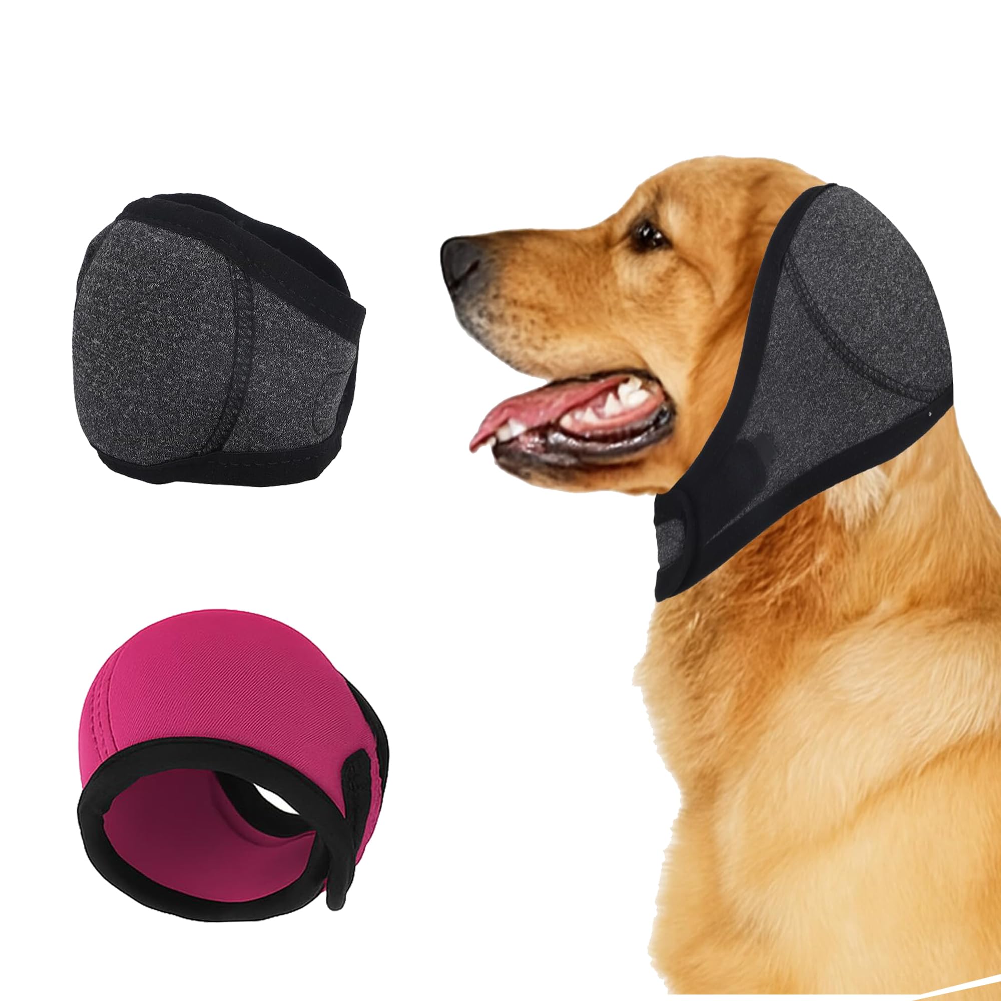 Dog Ear Protection Cover - Waterproof Warm Ear Guard, Adjustable Cat Ear Scarf | Noise Reduction for Grooming Bathing Swimming (Gray, L)