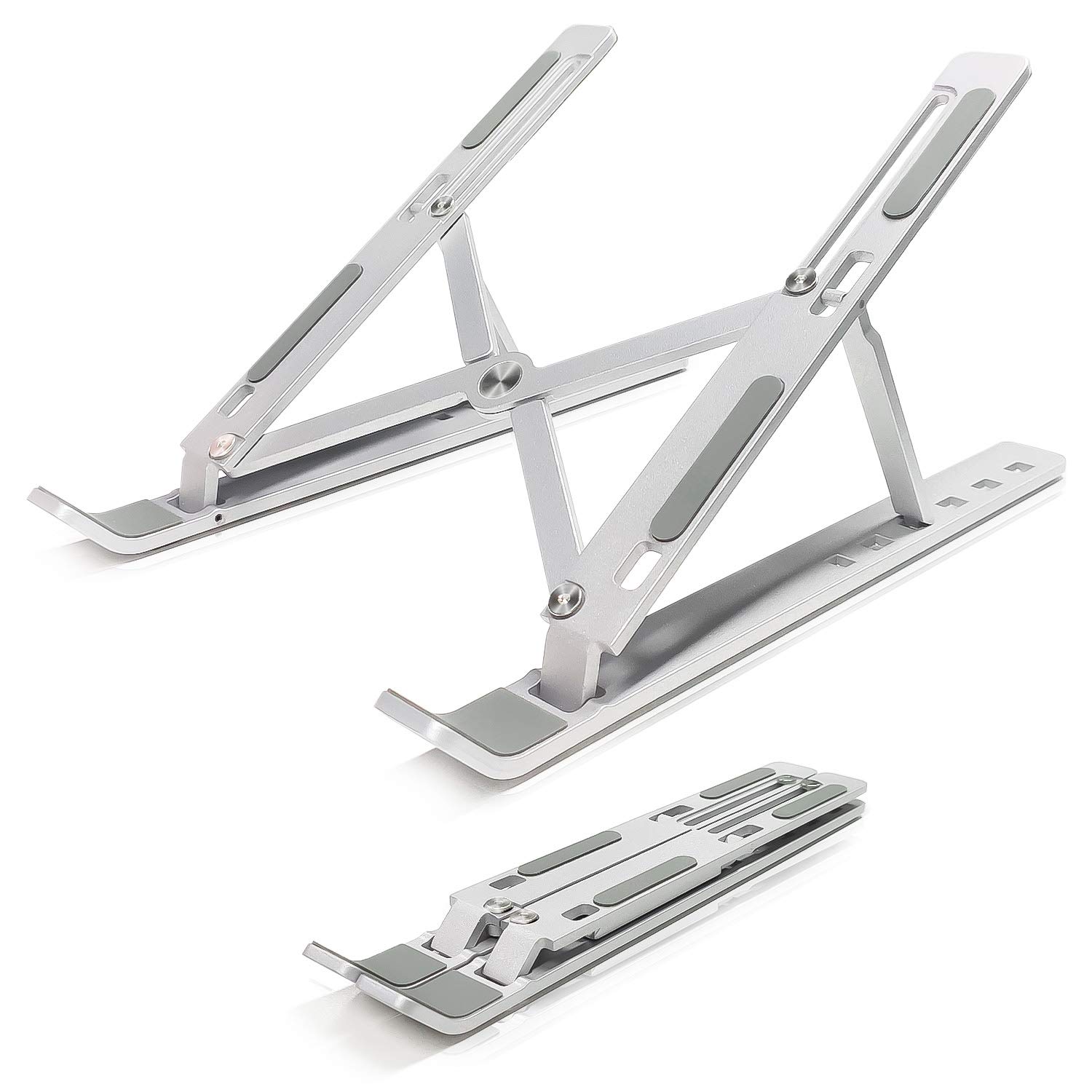 Portable Laptop Stand, Foldable and Adjustable Aluminum Computer Holder, Ergonomic Design Compatible with All 10-15.6’’ Laptop, Space Gray