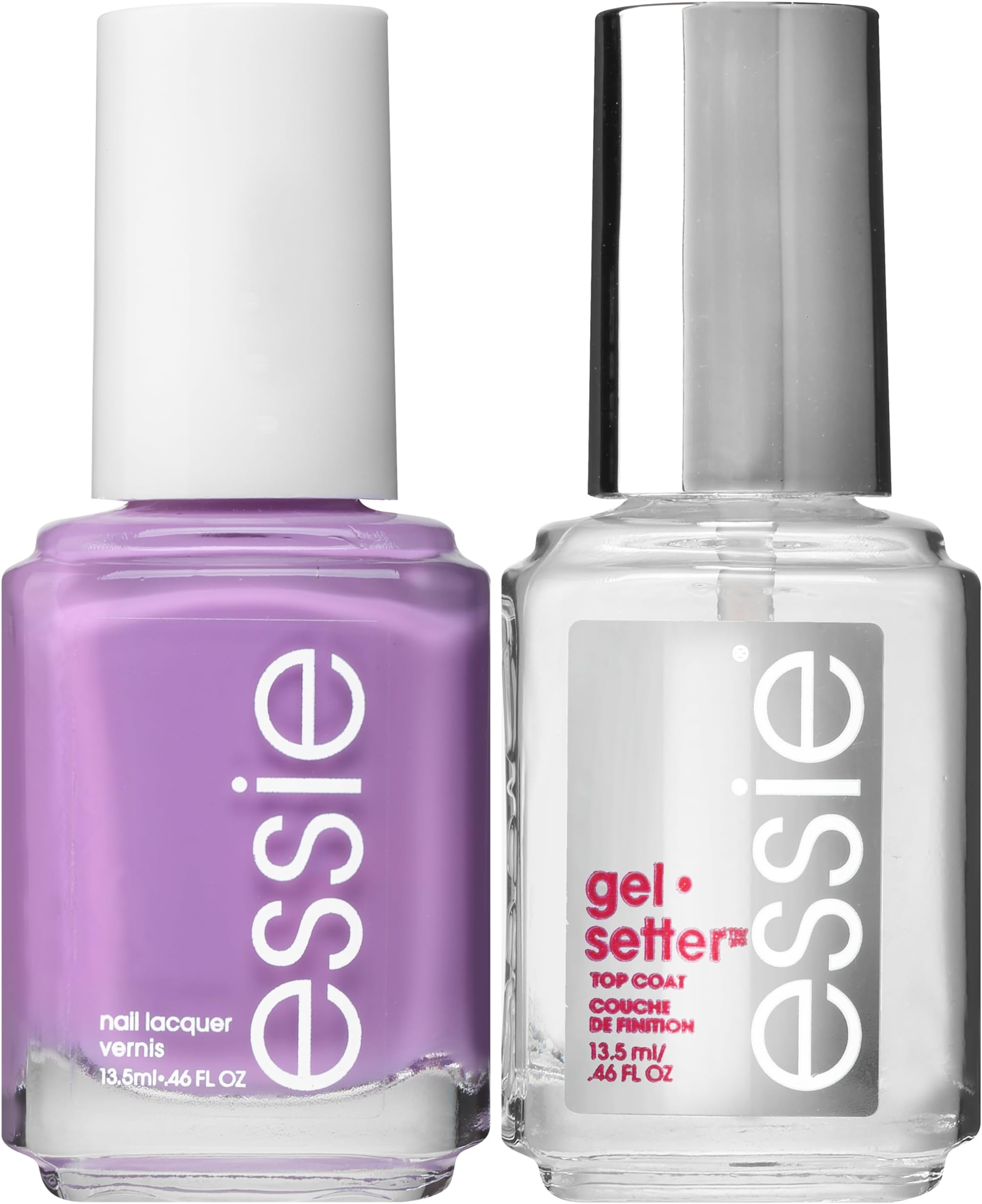 essie Gel Setter Nail Polish Kit, Bright Purple Nail Polish + Top Coat, Play Date, 0.46 oz each
