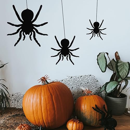 Miniatura 4 de Tuokiuhn Decoración de araña, decoración de Halloween, araña de metal adecuada para interiores y exteriores, patio, césped, jardín, pared, hogar,