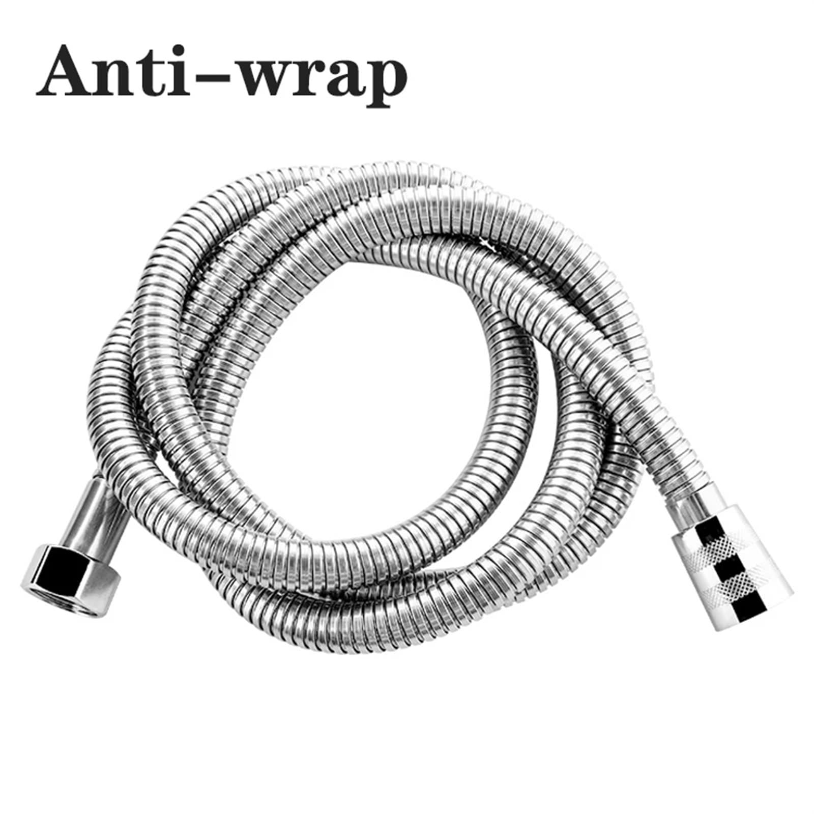 Manguera de ducha flexible de acero inoxidable de 2 m, tubo de fontanería elástico para accesorios de baño, conecta inodoro y inodoro de 1,27 cm y fácil de instalar, acabado plateado