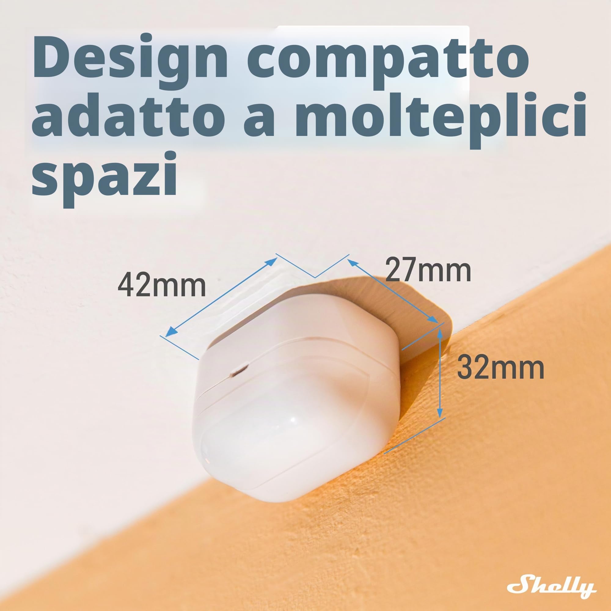 Shelly BLU Motion - Sensore di Movimento e Luminosità Bluetooth, Risposta Immediata, Domotica, Alexa e Google, Gateway Richiesto, Attivazione Scene, Rilevamento fino a 9 metri