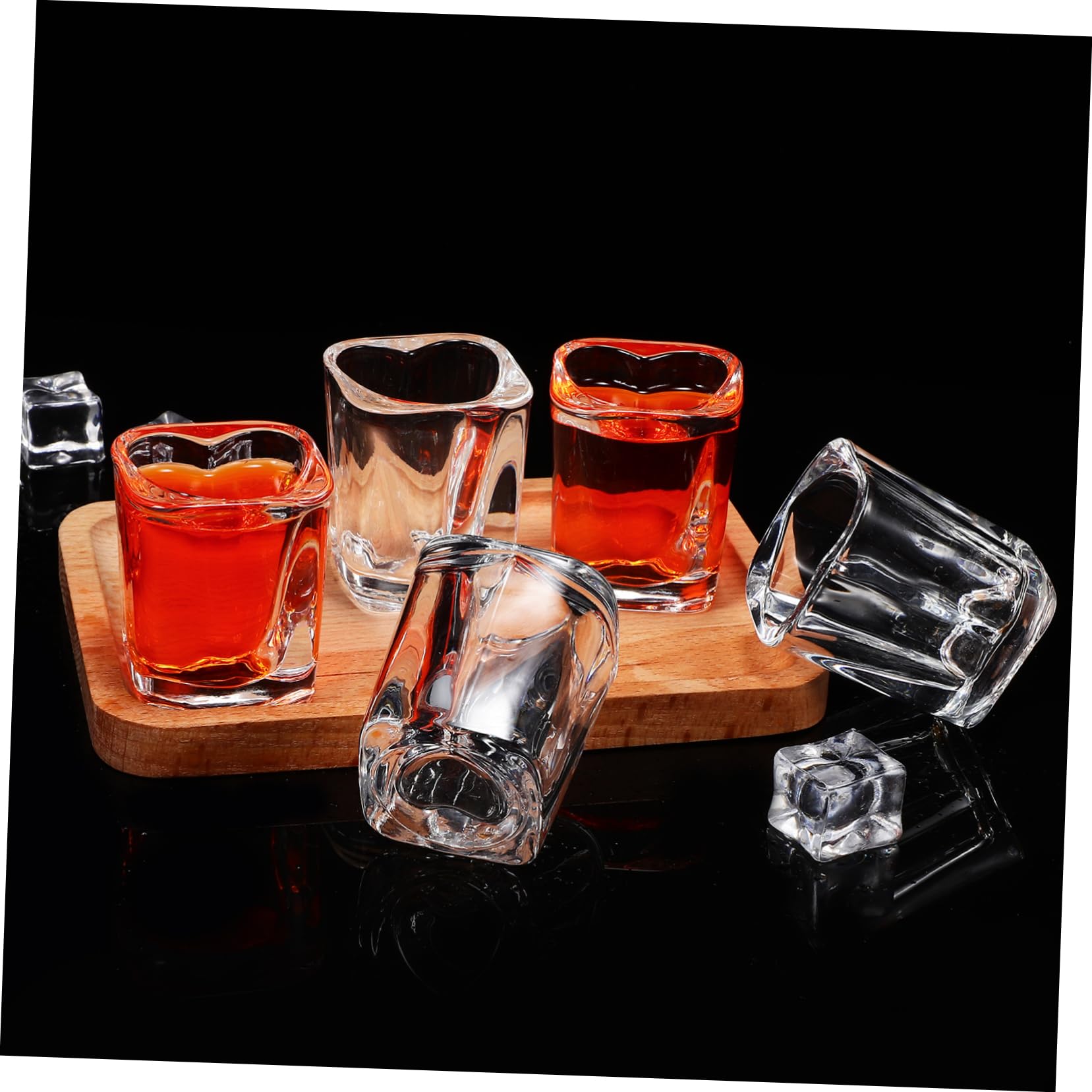 6pièces Lot de Verres à Shot Forme de Cœur Verre à Cocktail pour Fêtes