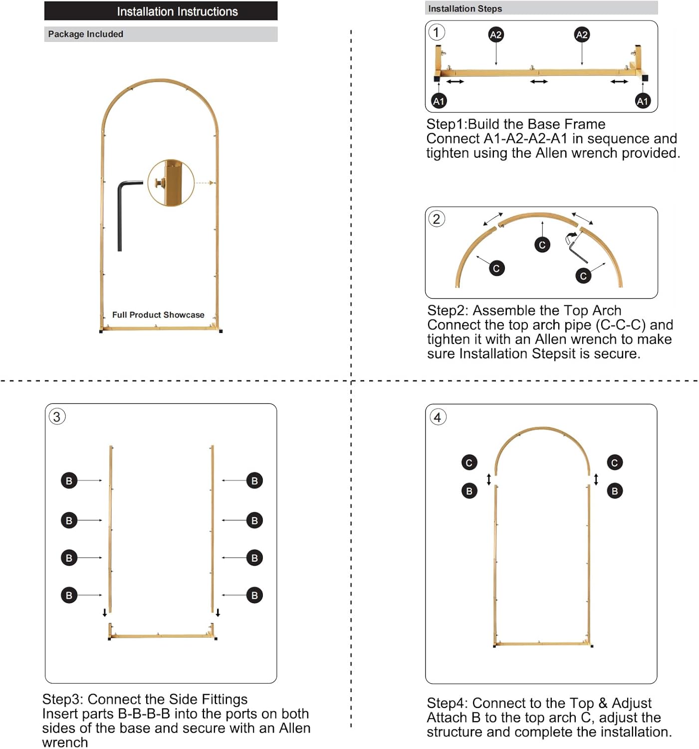 Metal Arch Backdrop Stand and Cover Set, 7.2FT+6FT Wedding Arch Stand, 2 Pack Metal Balloon Arch Stand for Wedding, Baby Shower, Birthday Party, Graduation Decoration