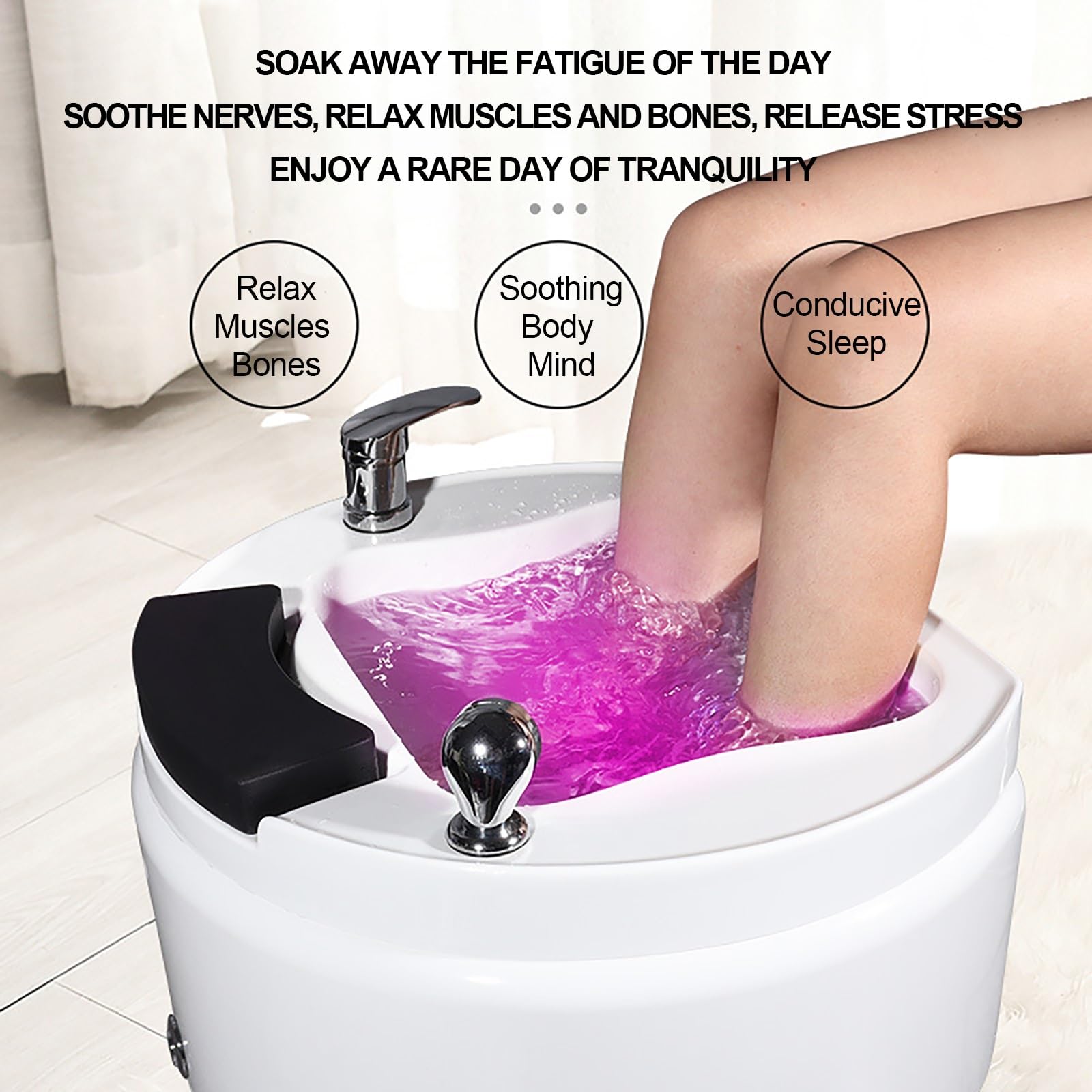 Bassin de Bain de Pieds Pédiluve Acrylique Massage Pieds avec Vibration de Chaleur de Bulles Bain de Pieds Lampe Colorée pour Pédicures Tremper Les Pieds Détox et Massage Aider à Dormir.