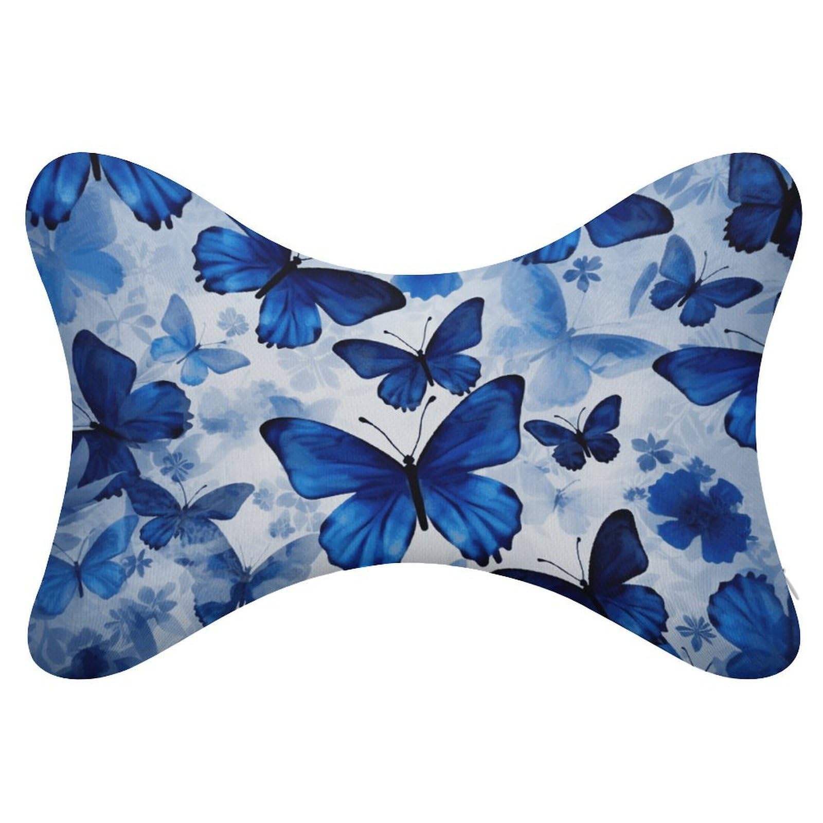 FekiLoot Blue Butterflies Car Headrest Set of 2,Softness Memory Foam Car Neck Pillow with Breathable Removable Cover Car Neck Support Pillow Ergonomic for Driving, Office