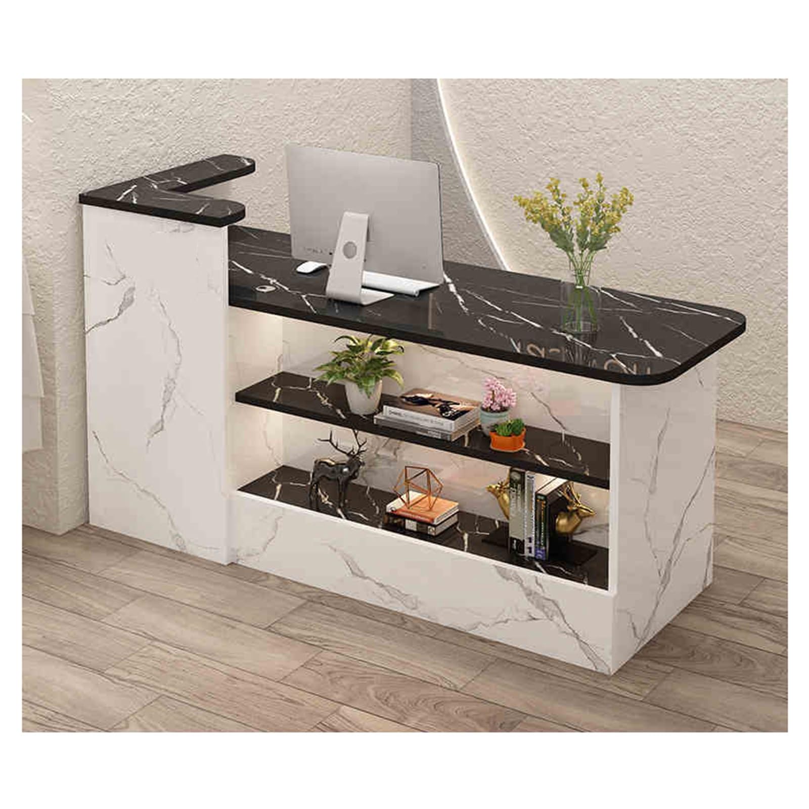 Scrivania moderna agli ioni di vendita al dettaglio, banco degli ioni per ufficio e reception elegante scrivania per gli ospiti per piccoli bar, negozi e alberghi (B-4 100 x 55 cm)