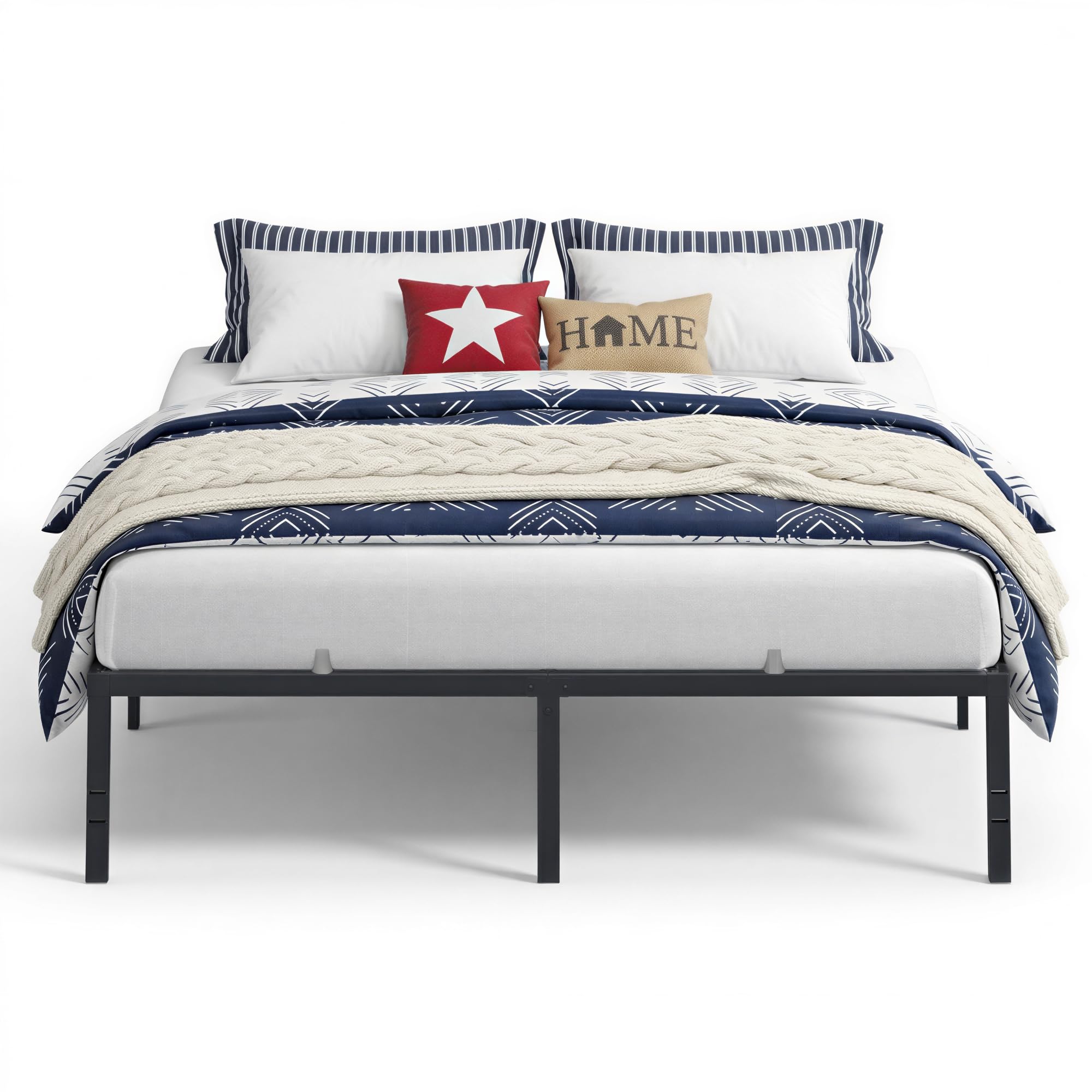 Photo 1 of ***FACTORY SEALED***
VASAGLE King Metal Bed Frame 18 Inches Tall, 1100 lb Weight Capacity, No Box Spring Needed, with Under-Bed Storage, Easy Setup, Heavy-Duty Platform Bed, Mattress Retainers, Matte Black URMB674BD02SLPNPMGS2573691