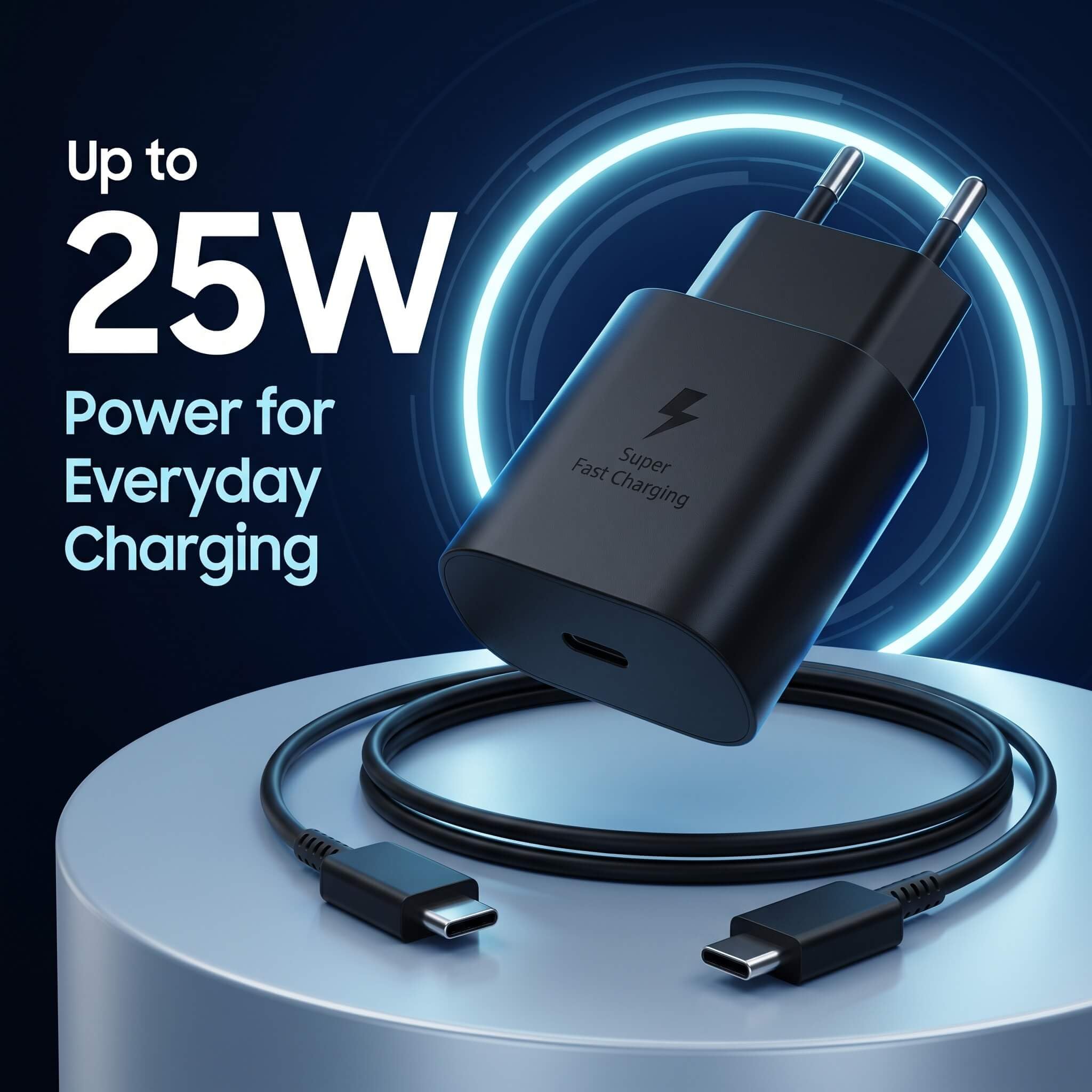 Cargador USB-C 25W,[Pack de 5], con 5 cables tipo C a tipo C de 1 m, carga rápida, compatible con Samsung Galaxy F56 5G/F55 5G/F54 5G/F52 5G