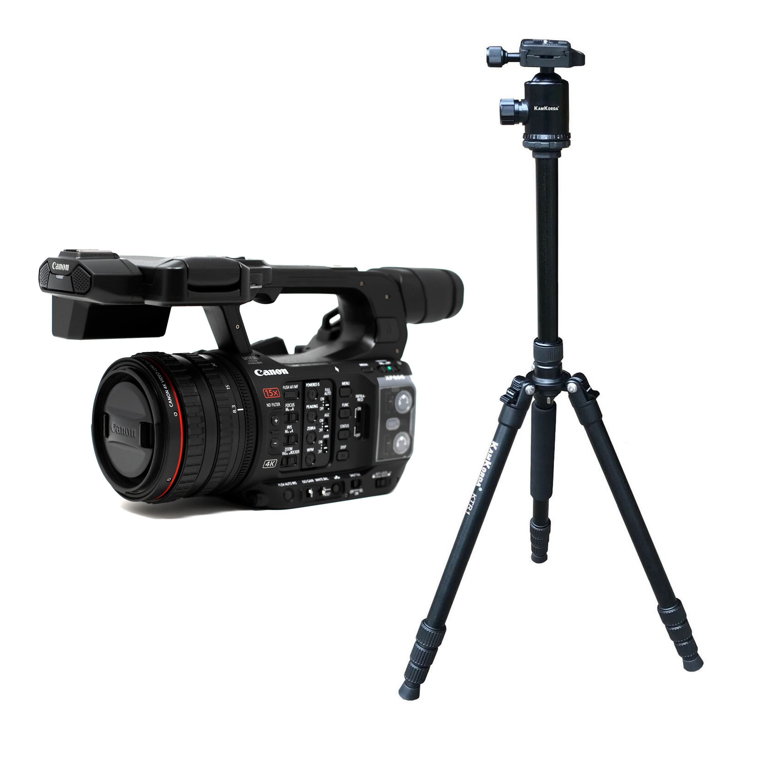 KamKorda Tripod + XF605 UHD 4K HDR Pro Camcorder + 2 Year Warranty