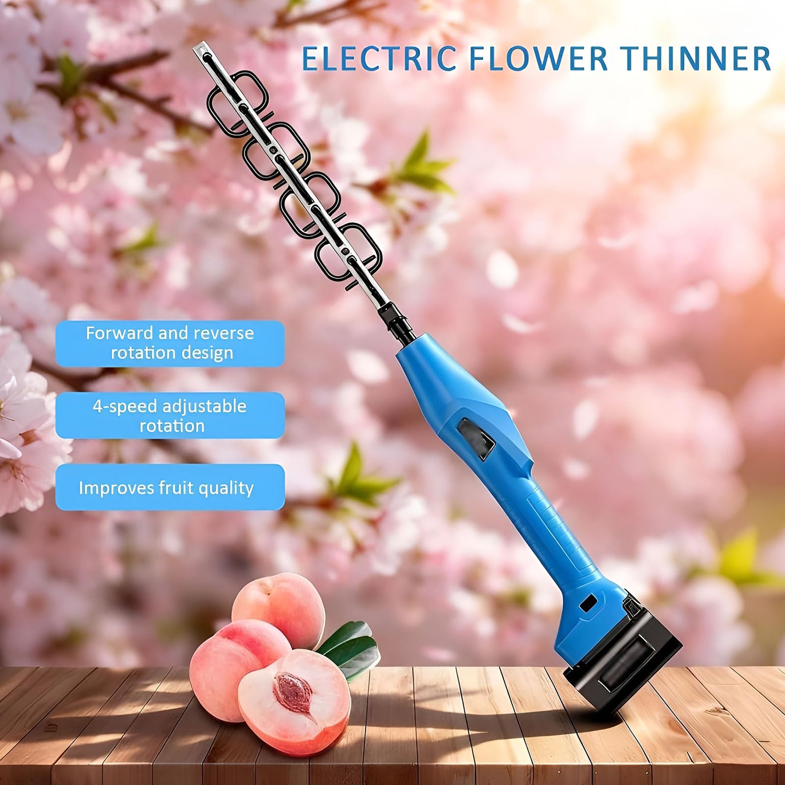 Máquina eléctrica para aclareo de Flores y Frutas, Herramienta de poda Manual de 4 velocidades con Avance/Retroceso para aclareo de manzanos, melocotoneros y cerezos - Jardín y huerto