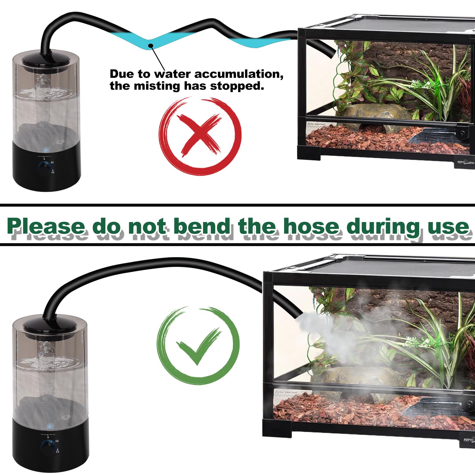 Humidificador de reptiles, máquina de niebla (4L) para tanque de terrario de reptiles, niebla ajustable para camaleón, dragón barbudo, vivario de anfibios (tamaño grande de 4 L)