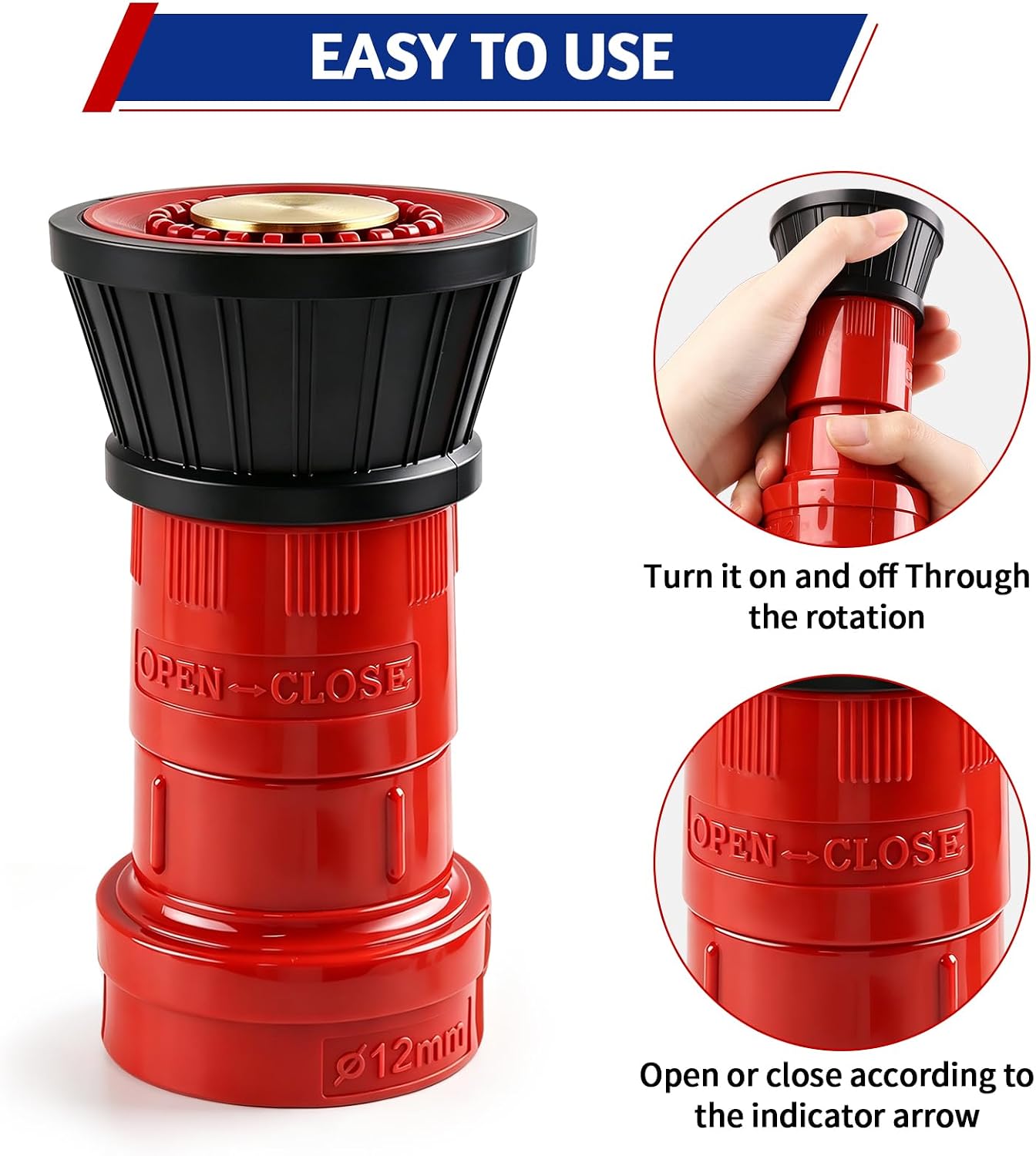 Boltigen 2 inch Adjustable Fire Hose Nozzle Set for Fire & Garden Working