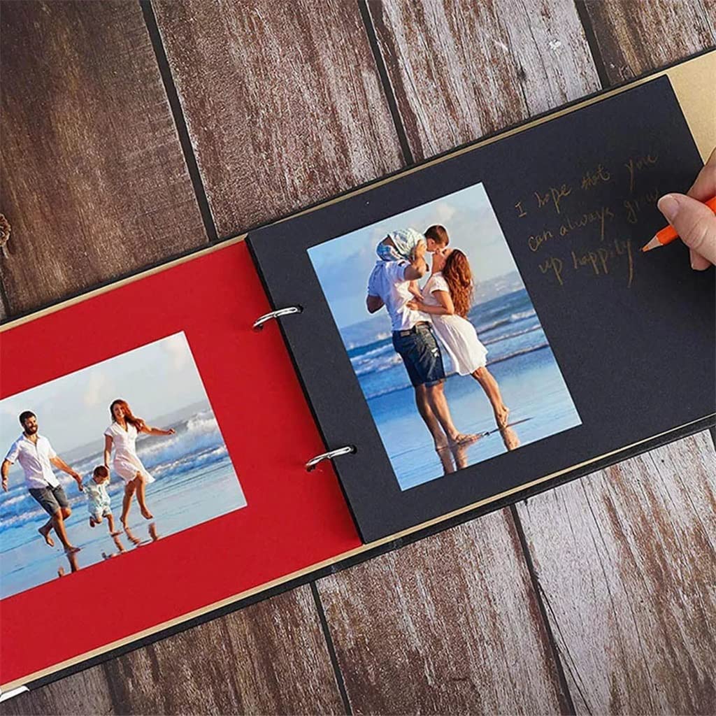 Album fotograficzny A4, DIY, do scrapbookingu, vintage, miłość, serce, czarne strony, rocznica, ślub, scrapbooking, zestawy albumów fotograficznych, czarny