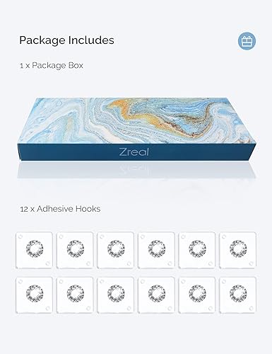 Miniatura 7 de Zreal Ganchos de pared adhesivos acrílicos de diamante, paquete de 12 pequeños ganchos decorativos transparentes para llaves, joyas, toallas, cocina