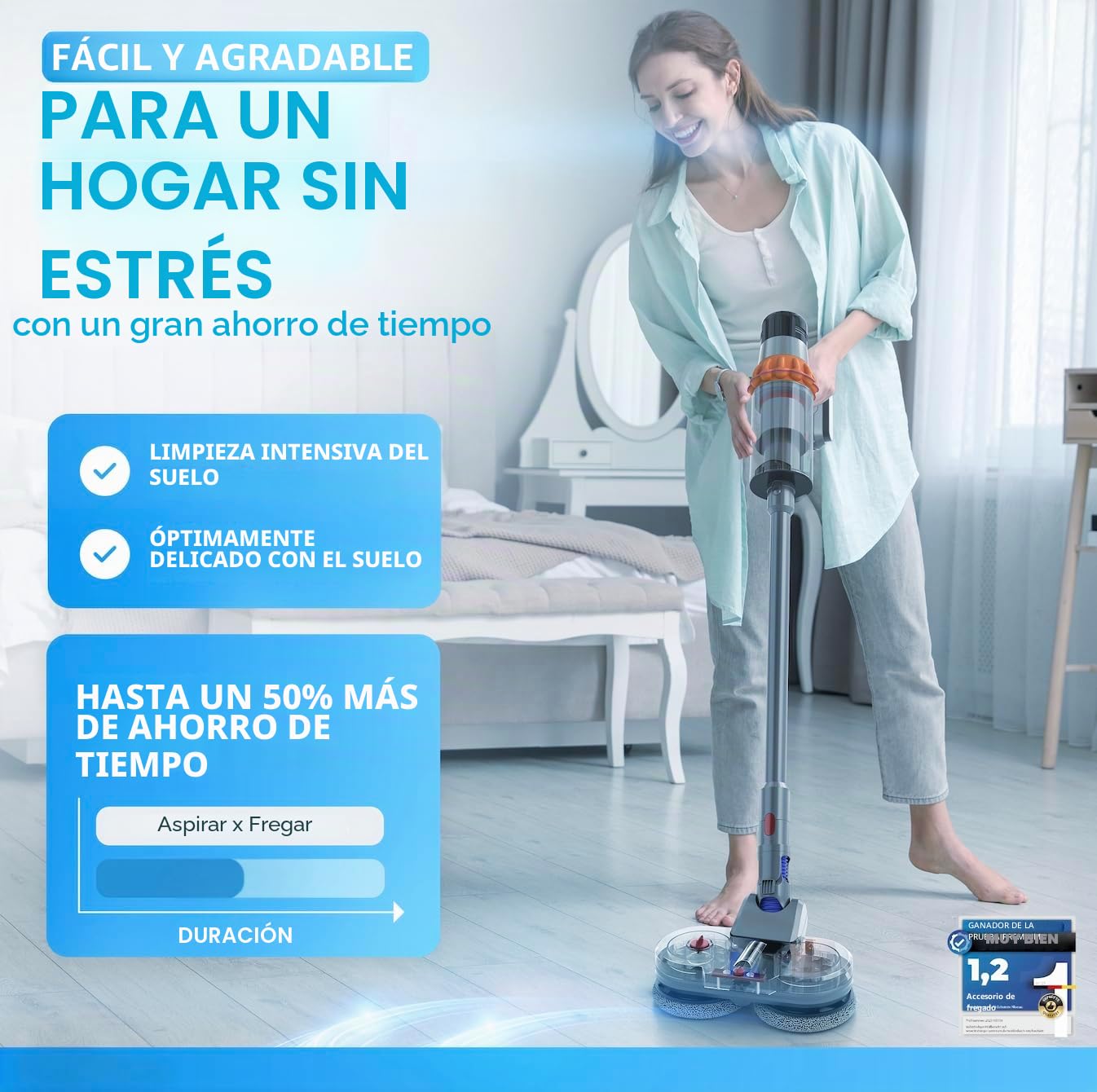 Prueba ganadora – Accesorio para aspiradora Dyson V7/V8/V10/V11/V15/Gen5 – Aspiradora húmedo seco – con depósito de agua extraíble, depósito de llenado