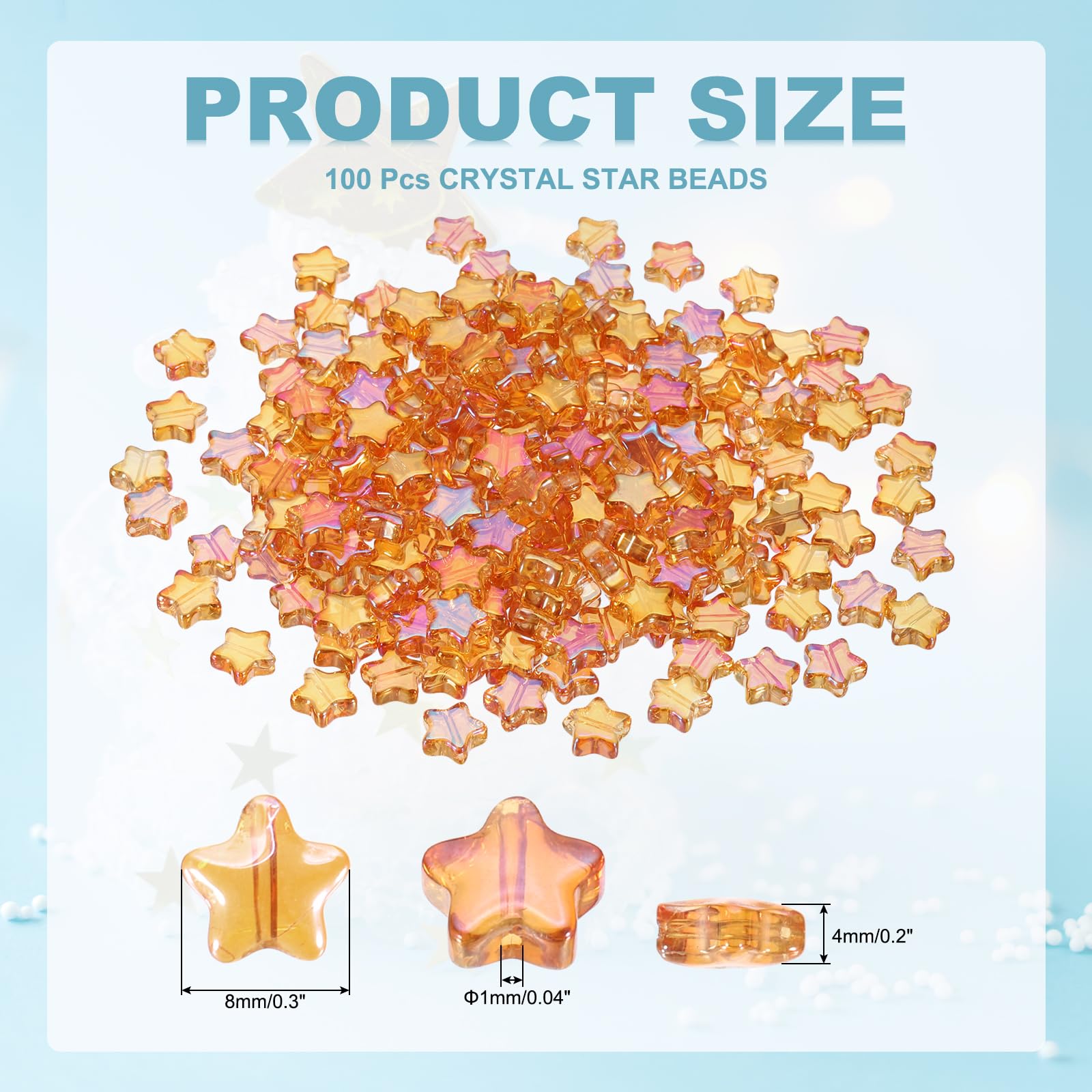 PATIKIL 8mm Crystal Star Beads, 100 Pcs Glass Spacers Bead Star Shaped Charm Pendants for Jewelry Making Bracelet Necklace DIY Rose Red - Image 2
