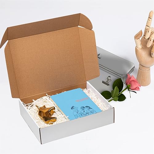 Miniatura 5 de Cajas de envío blancas de 13 x 10 x 3 pulgadas, cajas de cartón para embalaje, caja de correo corrugado blanca, cajas de correo con bloqueo de