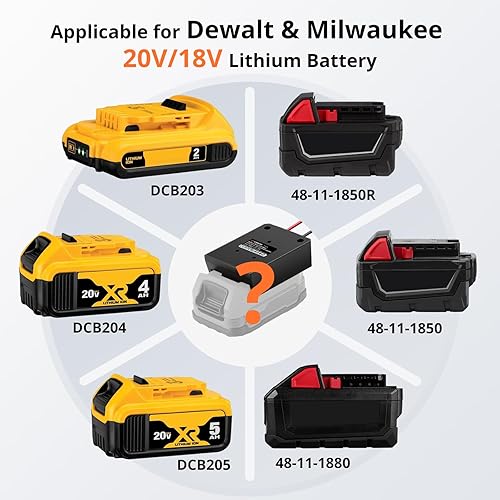 Miniatura 2 de Adaptador de batería para Dewalt 20v, para adaptador de batería Milwaukee de 18 V, para Power Wheels Adaptador de batería con pantalla LED, fusible,