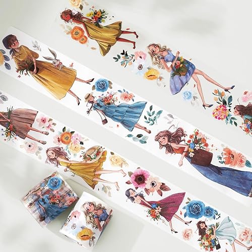 Miniatura 4 de WT Cinta Washi sin preocupaciones, diseños originales, figuras de personajes para niñas, decoración, manualidades, suministros de planificador Bujo,