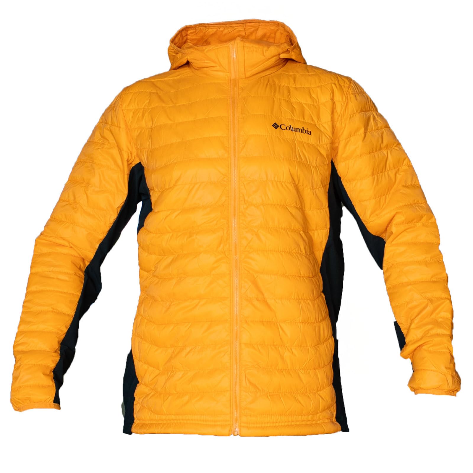 Columbia Men's Powder Pass Hybrid Hooded Jacket, Hooded Puffer Jacket, Koi/Black, L