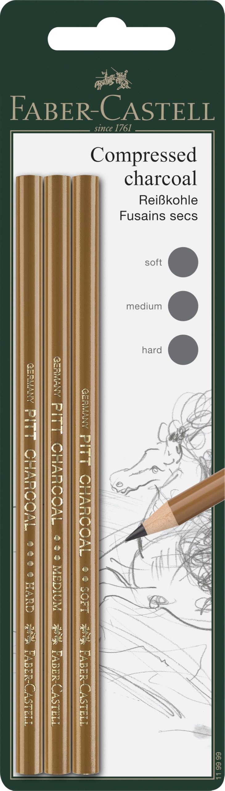 Faber-Castell Charcoal Pencils - Pitt Waxfree Set -5