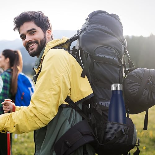 Miniatura 7 de VEGOND Botellas de agua de acero inoxidable de 17 onzas, botella de agua deportiva de metal reutilizable que mantiene la bebida caliente y fría, sin