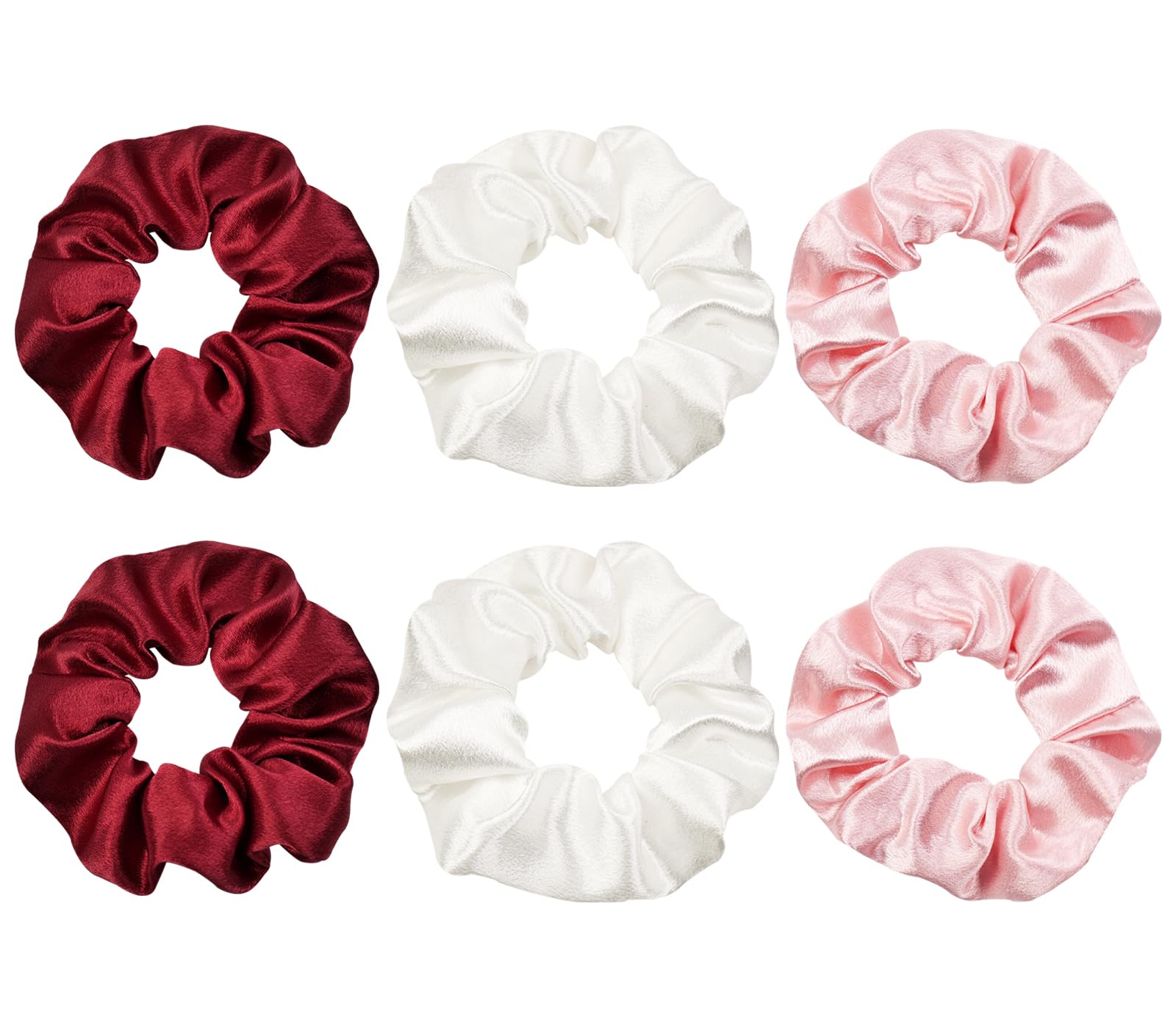JGQUR 6-Pack Satin Hair Scrunchies for Women - Medium Soft Elastic Hair Ties Ponytail Holders for Girls Hair - Hair Accessories for Yoga, Sleep, and