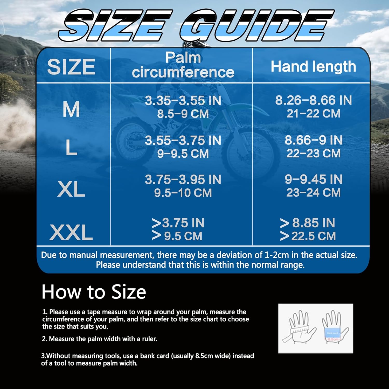 Motorcycle Gloves for Men and Women - Motorbike Powersports Racing Gloves with Hard Knuckle Protection, Touchscreen, Non-Slip Palm for Road Racing/ATV/BMX/Mountain Biking - Image 4