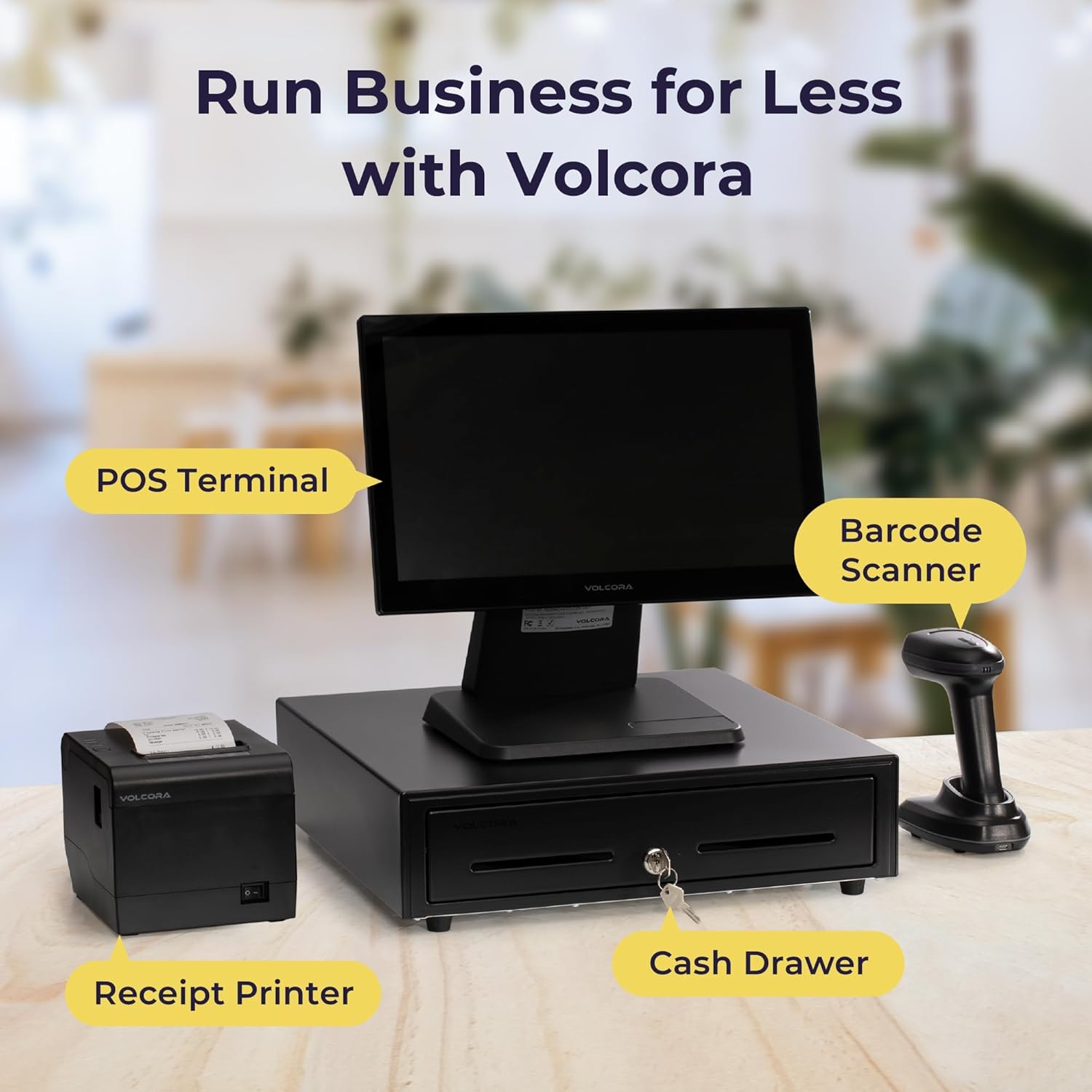 Volcora Thermal Receipt Printer, 80mm POS Printer w/Auto Cutter, USB/WiFi Interface for Windows/MAC/Linux, ESC/POS Command Support Cash Drawer, High Speed Kitchen Printer, Wall Mount (Black)