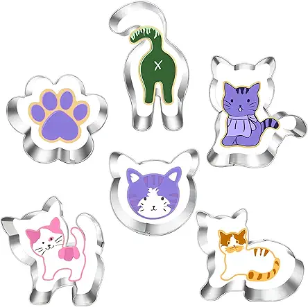 Cat Cookie Cutter (Set of 6) - Stainless...