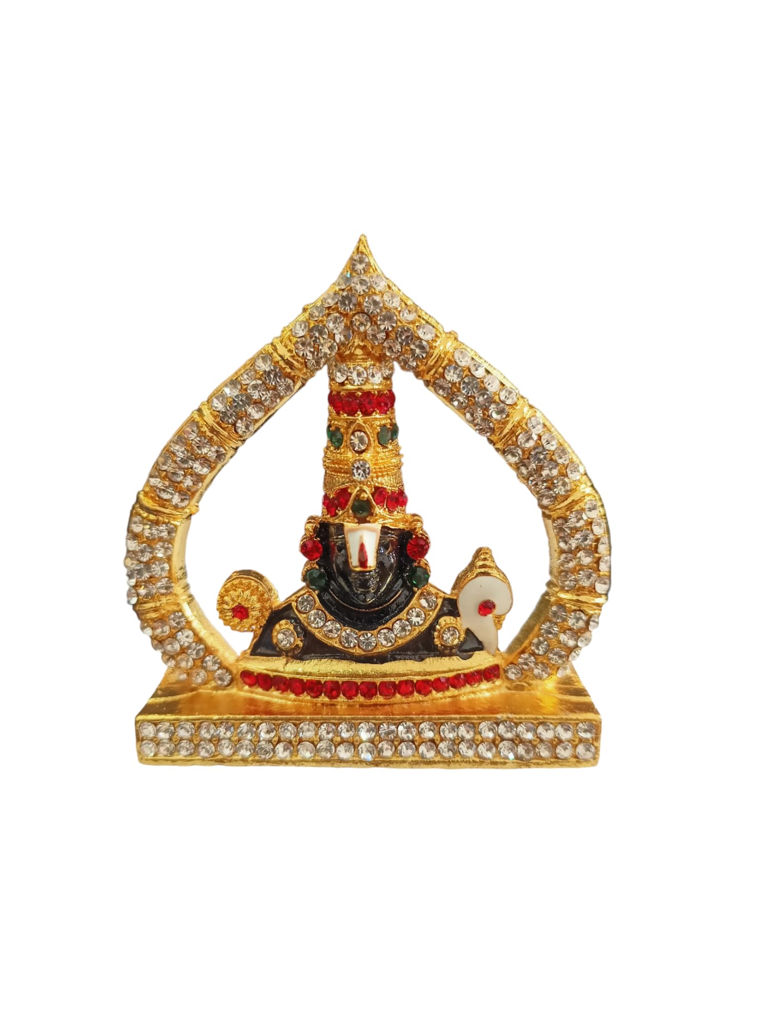 BEXCO Lord Venkateswara with Sudarshan chakra and shankh idol for Car Dashboard - 2.5 '' inch.