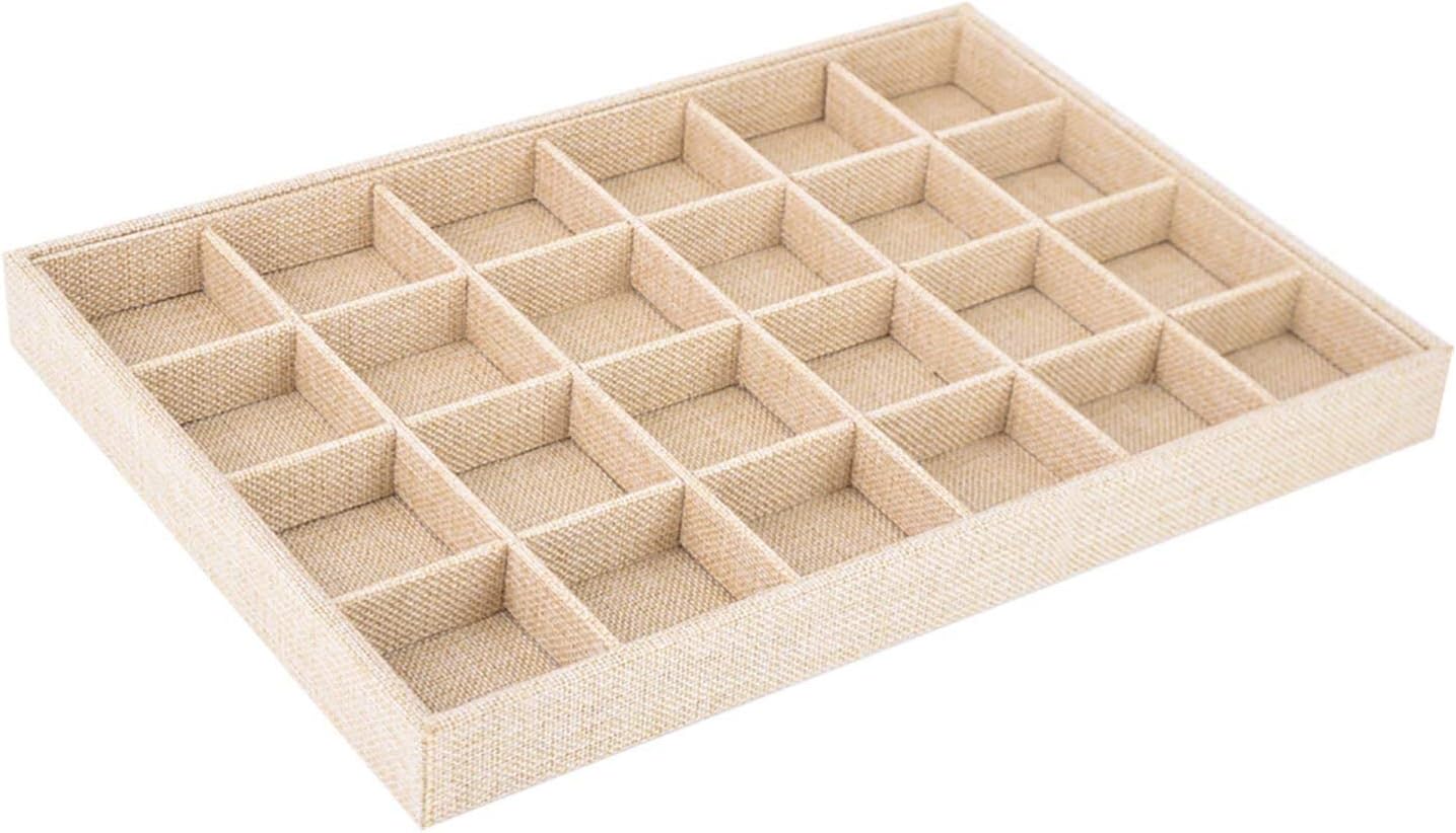 Autoark Sackcloth Stackable 24 Grid Jewelry Tray Showcase Display Organizer,AJ-002