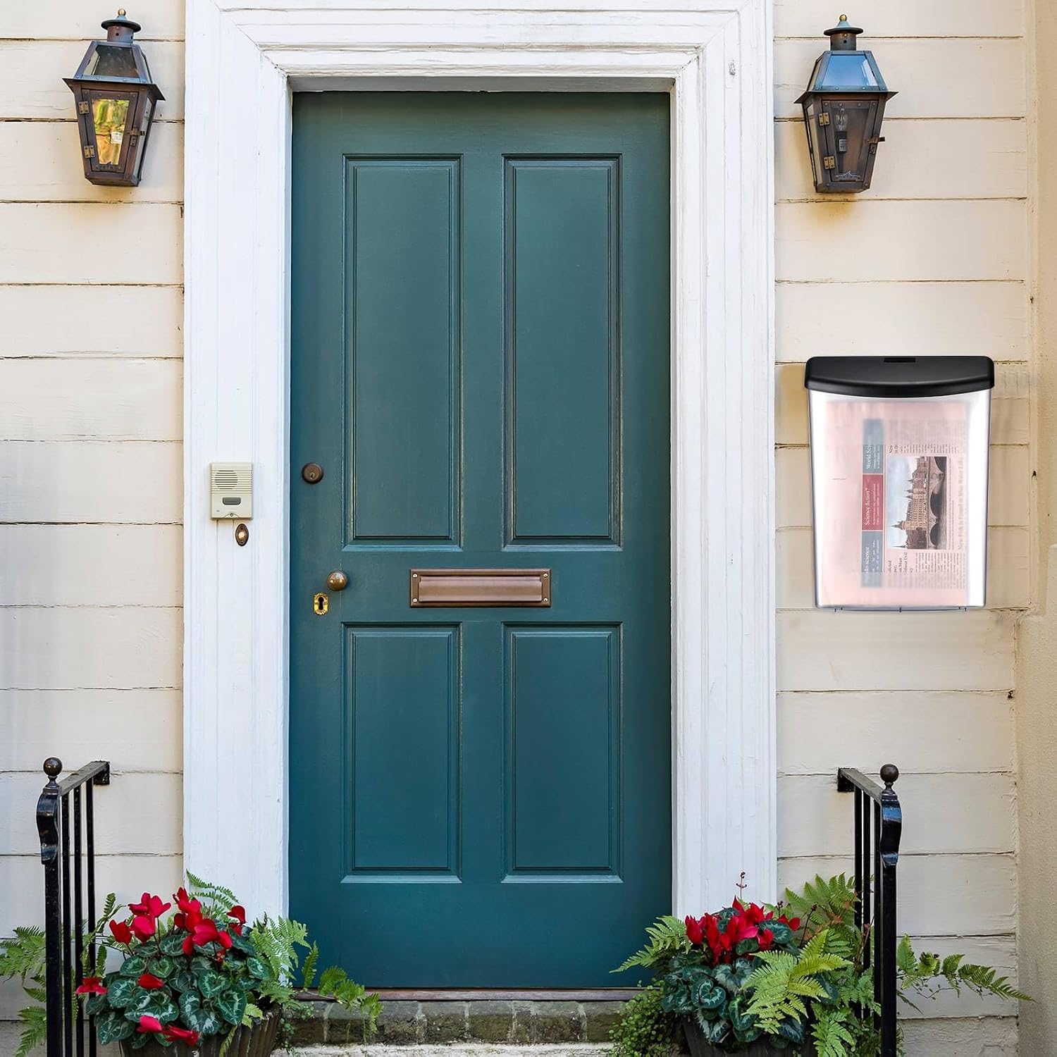 Menkxi 1 Pc Outdoor Estate Brochure Box Plastic Brochure Waterproof Wall Mount Flyer Holder Mail Box Business Card Holder for Office Store Estate Supplies (Black)