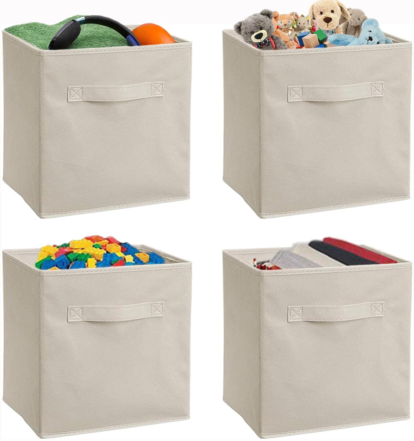 4 Pack Foldable Storage Cubes,Storage Boxes with two Handles Fabric
