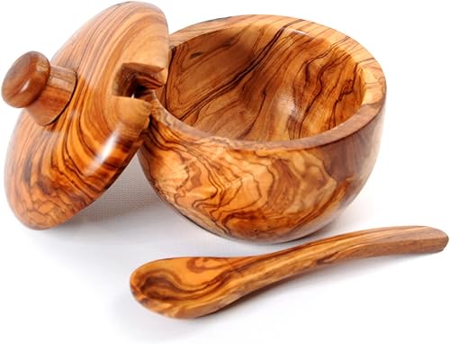 Miniatura 8 de Azucarero de madera de olivo (recipiente redondo)