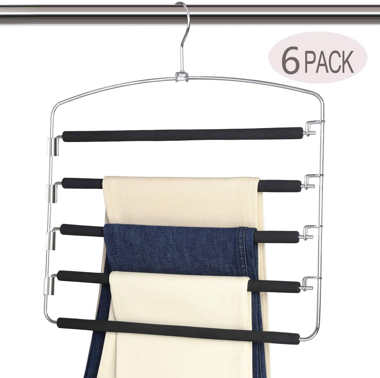 Bеѕt Cуbеr Mоndау 🔥 Magicool Space Saving Metal Pants Hangers(6 Pack) 5 Layers Skidproof Foam Padded with Swing Arm Closet Organizer for Pants Jeans Trousers Skirts Scarf Ties Nеw Prоduсt Magicool Space Saving Metal Pants Hangers(6 Pack) 5 Layers Skidproof Foam Padded with Swing Arm Closet Organizer for Pants Jeans Trousers Skirts Scarf Ties