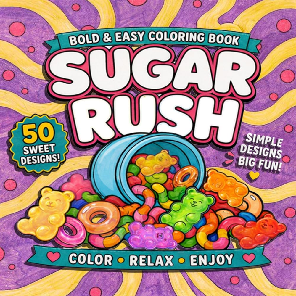Sugar Rush: A Bold & Easy Coloring Book of Sweet Food Treats, Desserts & Candy