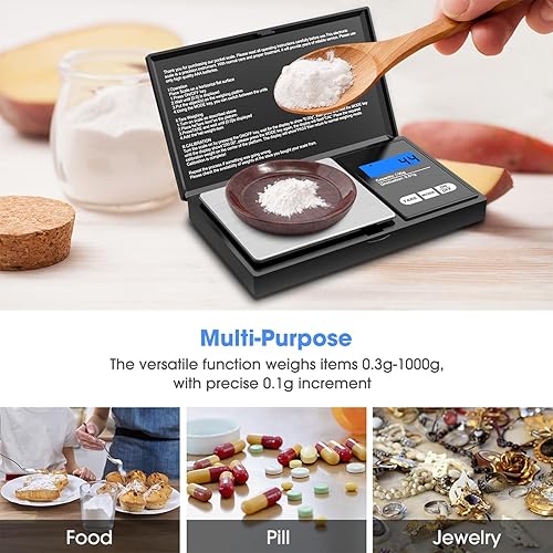 Miniatura 7 de Mik-Nana Báscula digital de bolsillo, 35.27 oz x 0.00 oz, báscula digital pequeña, gramos, onzas, granos, báscula de hierbas, báscula de joyería,