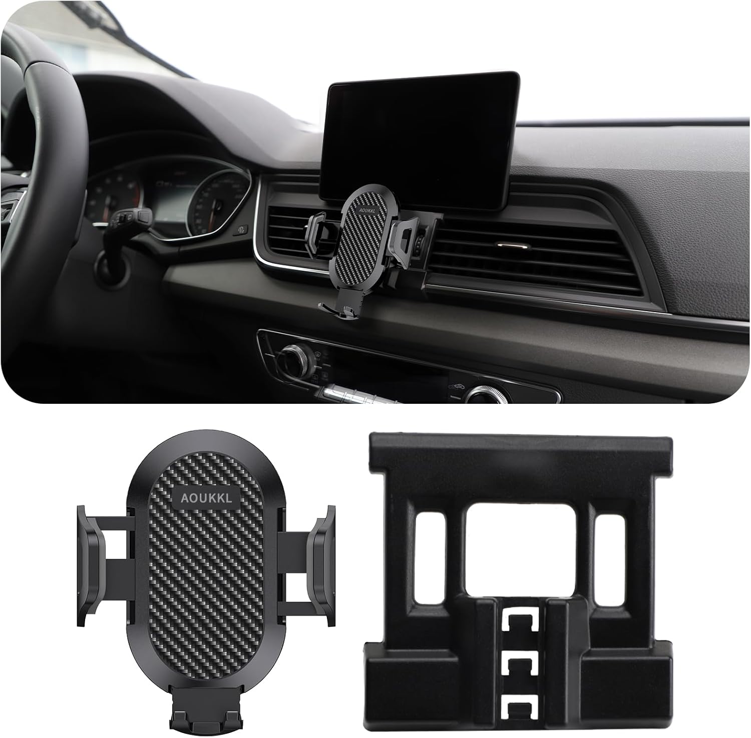 Car Phone Holder Fits for Audi Q5 SQ5 2018-2024 Accessories,Thick Cases Friendly,Cell Phone Mount for 4.7-7 in Phones,360 Degree Rotation,Easy to Install