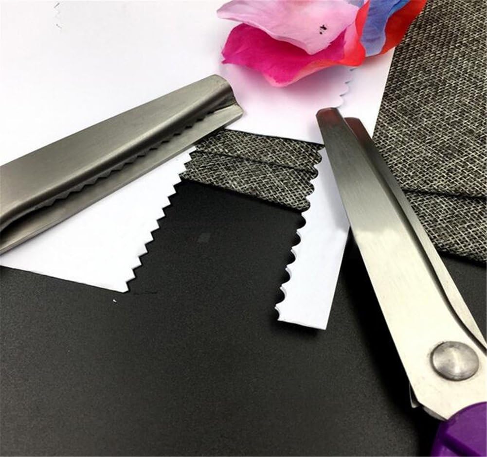 Pinking Shears, Stainless Steel Dressmaking Scissors, Serrated and Scalloped Blades, Professional Sewing Craft Cut Tailor Zig-Zag Tool, Fabric Decoration Comfort Grip Soft Handheld (Scalloped 7mm)