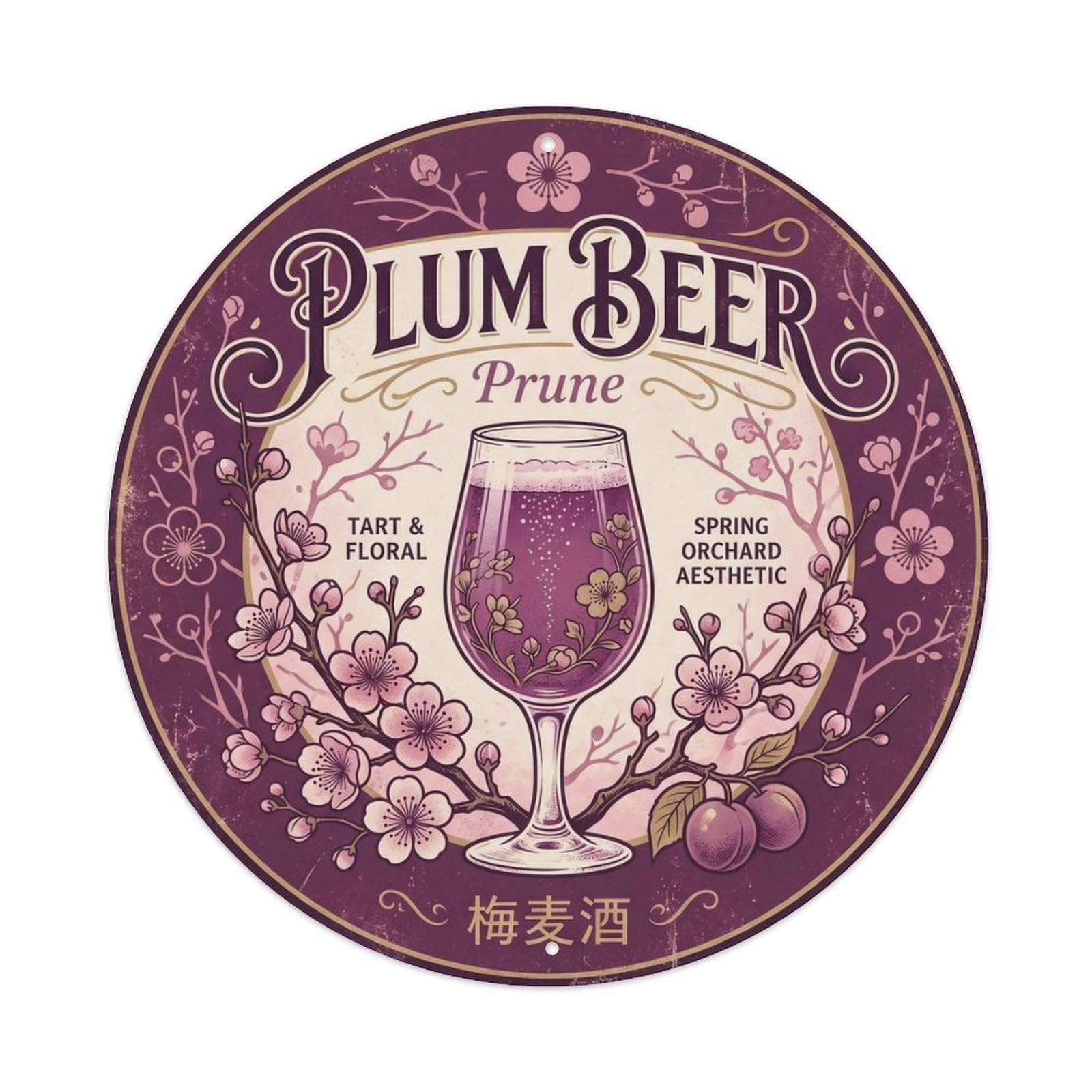 Plum Beer Flavored Cellar Brew Classic Copper Kettle Metal Tin Sign
