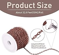 Vista 2 de Pandahall 10M/10Yards Iron Cross Cable Chains Red Copper Color Twist Cross Necklace Finding Chains Size: Chains: About 4mm Long 2.7mm Wide 0.7mm