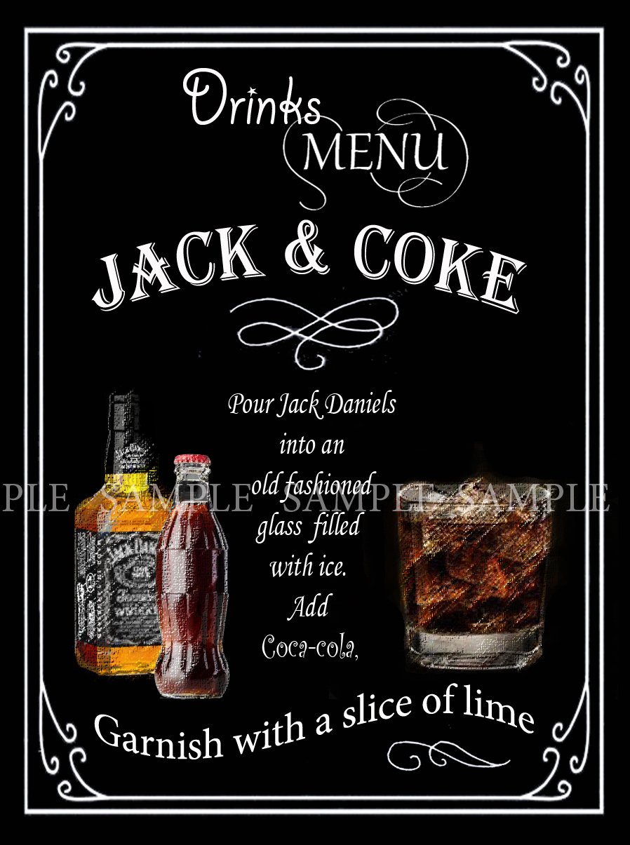 Cass Black Pub Favorites " Jack & Coke" - Bar - Home Pub - Metal Sign (8” X 6” 200 X 150 Mm)