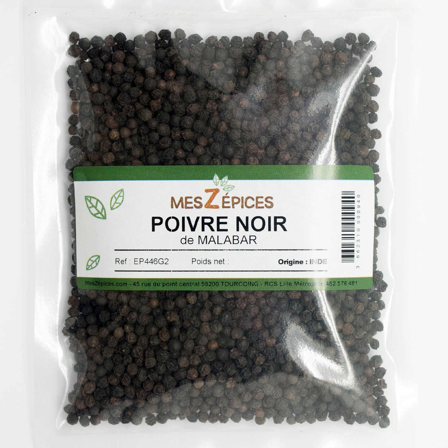 Poivre noir de Malabar - Sachet de 1 kg