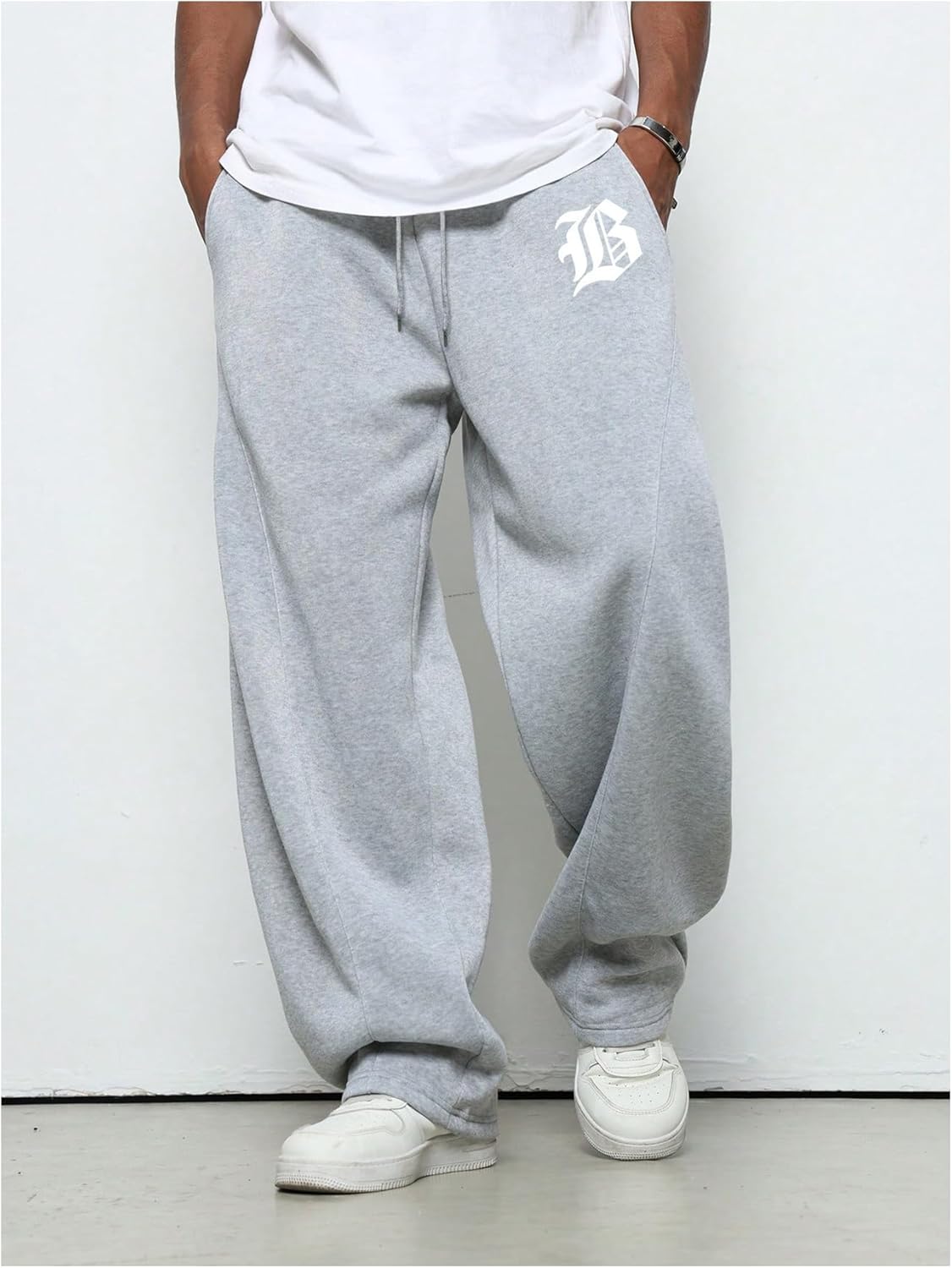 Men's Wide Leg Baggy Sweatpants Drawstring Graphic Loose Track Pants Streetwear Casual Trousers - Image 4