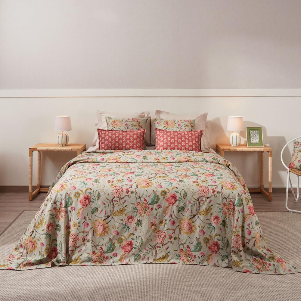 LA MALLORQUINA - Colcha Entretiempo - Casandra (Azul- Cama 135 cm - 230x260cm) Mezcla de Algodón. Ideal para la Cama o como para Cubrir el sofá